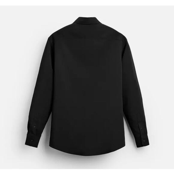 Zara Men Dress Preppy Stretch Button Down Shirt Black Size Large NWT - Picture 2 of 13